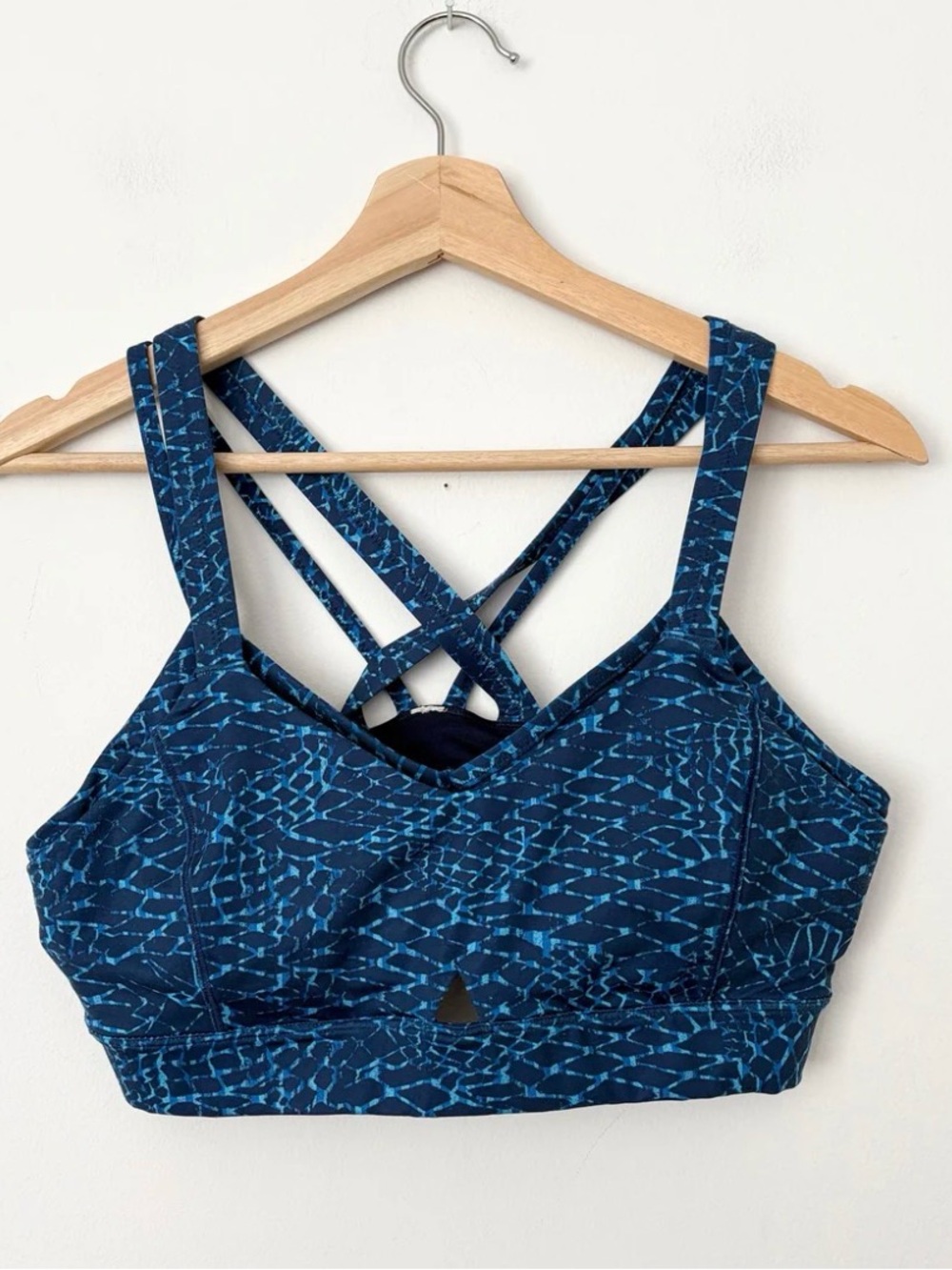 lululemon athletica Navy & Teal Patterned Strappy Sports Bra